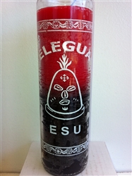 ORISHA ELEGUA ELEGGUA TWO COLOR UNSCENTED PILLAR CANDLE IN GLASS