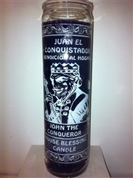 HIGH JOHN THE CONQUEROR PURPLE UNSCENTED PILLAR CANDLE IN GLASS