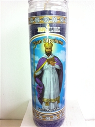 SAINT CIPRIANO 7 DAY UNSCENTED PURPLE CANDLE IN GLASS (SAN CIPRIANO VELA)