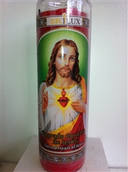 SACRED HEART OF JESUS PILLAR CANDLE IN GLASS