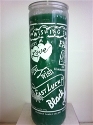 WISH SEVEN DAY UNSCENTED GREEN CANDLE IN GLASS