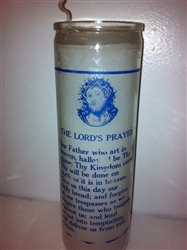 THE LORD'S PRAYER SEVEN DAY CANDLE IN GLASS ( EL PADRE NUESTRO CANDLE )
