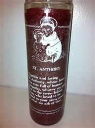 SAINT ANTHONY SEVEN DAY CANDLE IN GLASS ( SAN ANTONIO DE PADUA CANDLE )