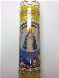 OUR LADY OF CHARITY 7 DAY YELLOW CANDLE IN GLASS (VIRGEN DE LA CARIDAD DEL COBRE)
