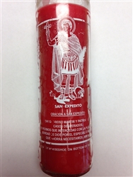 SAINT EXPEDITE SEVEN DAY UNSCENTED CANDLE IN GLASS (SAN EXPEDITO VELA)