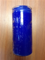 14 DAY BLUE UNSCENTED CANDLE IN GLASS