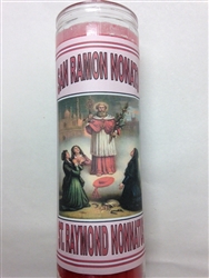 ST. RAYMOND NONNATUS SEVEN DAY UNSCENTED RED CANDLE IN GLASS (SAN RAMON NONATO)