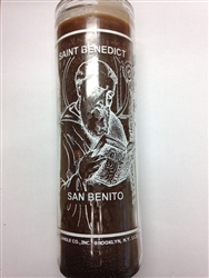 SAINT BENEDICT SEVEN DAY UNSCENTED BROWN CANDLE IN GLASS (SAN BENITO)