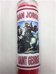 SAINT GEORGE 7 DAY UNSCENTED RED CANDLE IN GLASS (SAN JORGE)