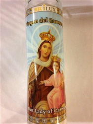 OUR LADY OF CARMEN 7 DAY WHITE CANDLE IN GLASS (VIRGEN DEL CARMEN)