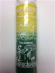 STEADY WORK 7 DAY 2 COLOR (YELLOW OVER GREEN) TALISMAN CANDLE IN GLASS (TRABAJO FIJO)