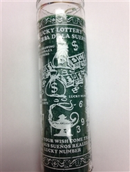 LUCKY LOTTERY / LOTTO UNSCENTED GREEN CANDLE IN GLASS