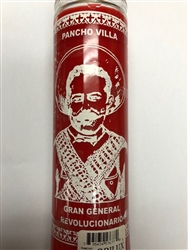 PANCHO VILLA UNSCENTED RED CANDLE IN GLASS (GRAN GENERAL REVOLUCIONARIO)