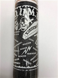 BLACK LIST / DEATH UNTO MY ENEMIES (D.U.M.E.) SKULL SEVEN DAY UNSCENTED BLACK CANDLE IN GLASS (M.C.M.E)