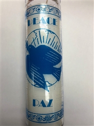 PEACE (PAZ) UNSCENTED ONE COLOR (WHITE) CANDLE IN GLASS