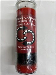 ELIZA'S CUSTOM PREPARED SEVEN DAY SCENTED 2 COLOR (RED OVER BLACK) CANDLE IN GLASS FOR  REVERSIBLE DOUBLE ACTION