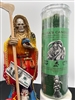 ELIZA'S CUSTOM PREPARED 7 DAY SCENTED GREEN CANDLE IN GLASS FOR  HOLY DEATH (SANTA MUERTE)