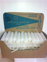 CASE OF 72 HOUSEHOLD GENERAL PURPOSE MOGEN DOVID PARAFFIN CANDLES 4" X 3/4" WHITE