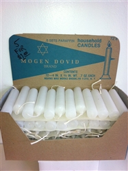 SET OF 5 HOUSEHOLD GENERAL PURPOSE MOGEN DOVID PARAFFIN CANDLES 4" X 3/4" WHITE