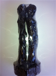 IMAGE CANDLE FOR SEPARATION OR BREAKUP MALE AND FEMALE BACK TO BACK IN BLACK 7"