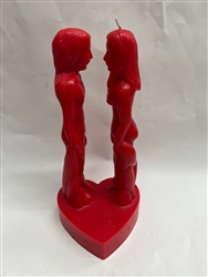 IMAGE CANDLE FOR LOVE MALE AND FEMALE FACE-TO-FACE IN RED 8"