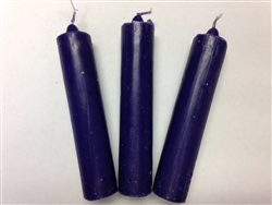 ALTAR CANDLES 1 COLOR 1 1/8"D X 5 1/2" T IN PURPLE SET OF 3 W/FREE SHIP! WICCA, PAGAN, SANTERIA