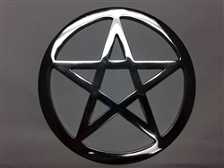 AUTHENTIC LARGE SOLID BRASS NICKEL PLATED PENTAGRAM 5 3/4" DIAMETER WICCAN