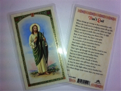 HOLY PRAYER CARDS FOR THE PRAYER TO SAINT JUDE "DON'T QUIT" IN ENGLISH (SAN JUDAS) SET OF 2 WITH FREE U.S. SHIPPING!