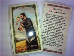HOLY PRAYER CARDS FOR THE PRAYER TO SAINT CAYETANO IN SPANISH SET OF 2 WITH FREE U.S. SHIPPING!