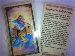 HOLY PRAYER CARDS FOR OUR LADY OF LORETO (NUESTRA SENORA DE LORETO) IN ENGLISH SET OF 2 WITH FREE U.S. SHIPPING!