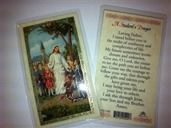 HOLY PRAYER CARDS FOR STUDENT'S PRAYER IN ENGLISH SET OF 2 WITH FREE U.S. SHIPPING!