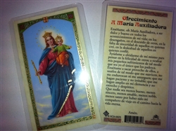 HOLY PRAYER CARDS FOR HAIL TO THE HOLY QUEEN, THE VIRGIN MARY IN SPANISH (OFRECIMIENTO A MARIA AUXILIADORA) SET OF 2 WITH FREE U.S. SHIPPING!