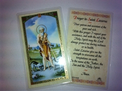 HOLY PRAYER CARDS FOR SAINT LAZARUS (SAN LAZARO) IN ENGLISH SET OF 2 WITH FREE U.S. SHIPPING!