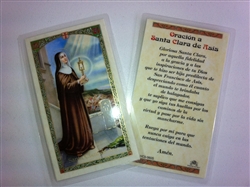 HOLY PRAYER CARDS FOR ST. CLARE (SANTA CLARA) IN SPANISH SET OF 2 WITH FREE U.S. SHIPPING!