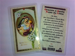 HOLY PRAYER CARDS FOR THE PRAYER TO SAINT ROSE OF LIMA (SANTA ROSA DE LIMA) IN SPANISH WITH FREE U.S. SHIPPING!