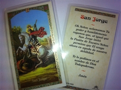 HOLY PRAYER CARDS FOR SAINT GEORGE, THE PATRON SAINT OF ENGLAND (SAN JORGE) IN SPANISH WITH FREE U.S. SHIPPING!