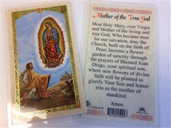 HOLY PRAYER CARDS FOR OUR LADY OF GUADALUPE WITH SAN JUAN DIEGO PRINTED IN ENGLISH WITH FREE U.S. SHIPPING!