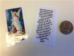 SMALL HOLY PRAYER CARDS FOR GUARDIAN ANGEL (ANGEL DE LA GUARDA) IN SPANISH SET OF 2 WITH FREE U.S. SHIPPING!