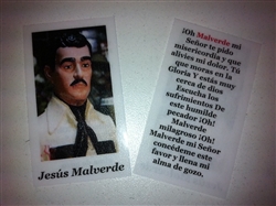 SMALL HOLY PRAYER CARDS FOR JESUS MALVERDE IN SPANISH SET OF 2 WITH FREE U.S. SHIPPING!