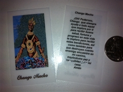 SMALL HOLY PRAYER CARDS FOR THE ORISHA CHANGO MACHO IN SPANISH SET OF 2 WITH FREE U.S. SHIPPING!