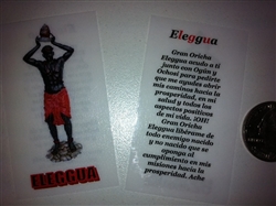 SMALL HOLY PRAYER CARDS FOR THE ORISHA ELEGUA / ELEGGUA / ESU IN SPANISH SET OF 2 WITH FREE U.S. SHIPPING!