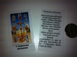 SMALL HOLY PRAYER CARDS FOR THE 7 AFRICAN POWERS (SIETE POTENCIAS AFRICANAS) IN SPANISH SET OF 2 WITH FREE U.S. SHIPPING!