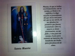 SMALL HOLY PRAYER CARDS FOR HOLY DEATH IN BLACK (SANTA MUERTE NEGRA) IN SPANISH SET OF 2 WITH FREE U.S. SHIPPING!