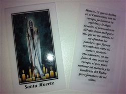 SMALL HOLY PRAYER CARDS FOR HOLY DEATH IN WHITE (SANTA MUERTE BLANCA) IN SPANISH SET OF 2 WITH FREE U.S. SHIPPING!