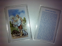 SMALL HOLY PRAYER CARDS FOR SAINT LAZARUS (SAN LAZARO) IN SPANISH SET OF 2 WITH FREE U.S. SHIPPING!