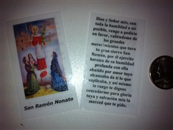 SMALL HOLY PRAYER CARDS FOR SAN RAMON NONATO IN SPANISH SET OF 2 WITH FREE U.S. SHIPPING!