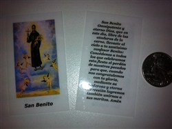 SMALL HOLY PRAYER CARDS FOR SAINT BENEDICT (SAN BENITO) IN SPANISH SET OF 2 WITH FREE U.S. SHIPPING!