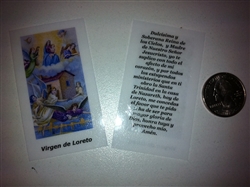 SMALL HOLY PRAYER CARDS FOR THE VIRGEN DE LORETO IN SPANISH SET OF 2 WITH FREE U.S. SHIPPING!