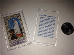 SMALL HOLY PRAYER CARDS FOR NUESTRA SENORA DE LOS FATIMA IN SPANISH SET OF 2 WITH FREE U.S. SHIPPING!