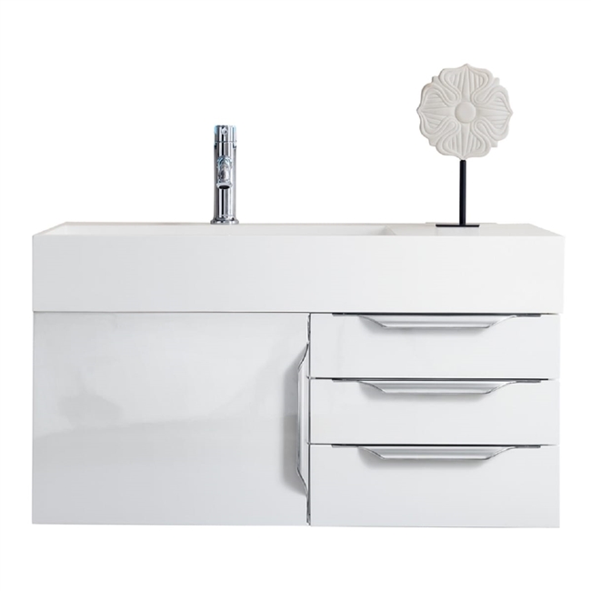 Mercer Island 36" Single Bathroom Vanity, Glossy White